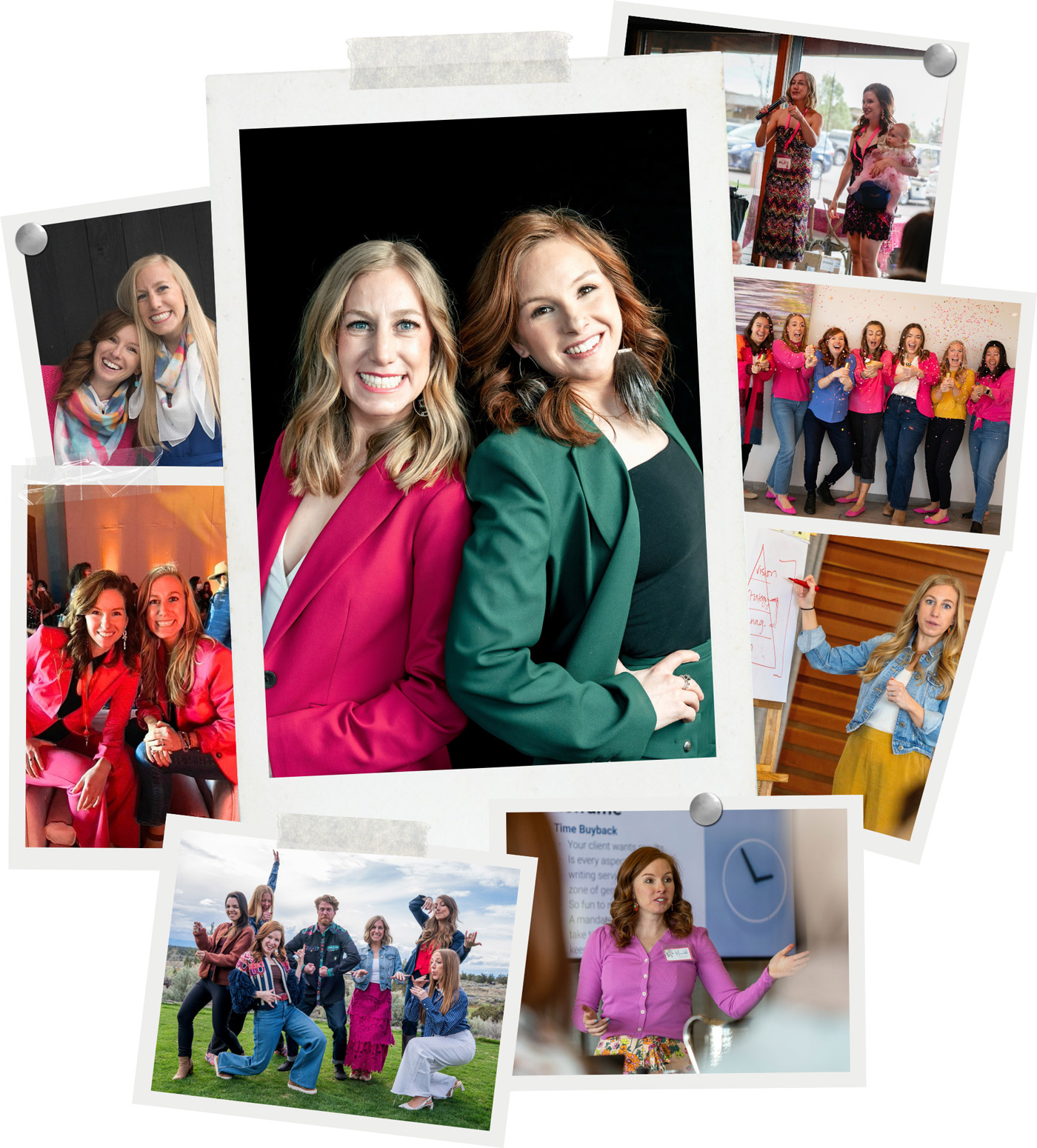 Collage of Meredith Noble, Alex Lustig, and the Grant Writers Collective community